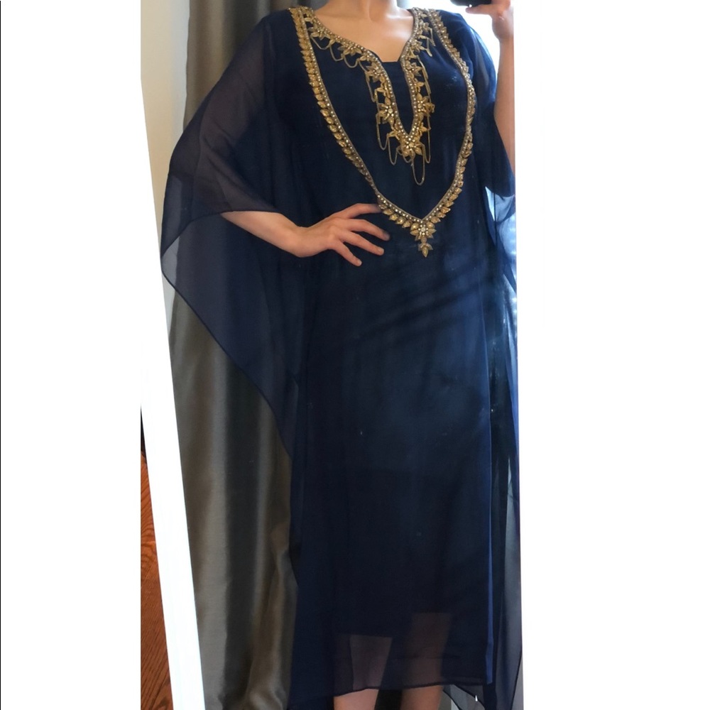 Esika Truly Ethnic Navy Indian Kaftan with Gold Hand Crafted Stones